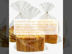 Pembentukan film yang sangat baik dan adhesi yang tahan lama Styrene - Emulsi Copolymer Akrilik Cocok untuk semua jenis tinta berbasis air berkualitas tinggi, pencetakan gravure dan tinta film LDPE, HDPE, OPP, PP, PET;